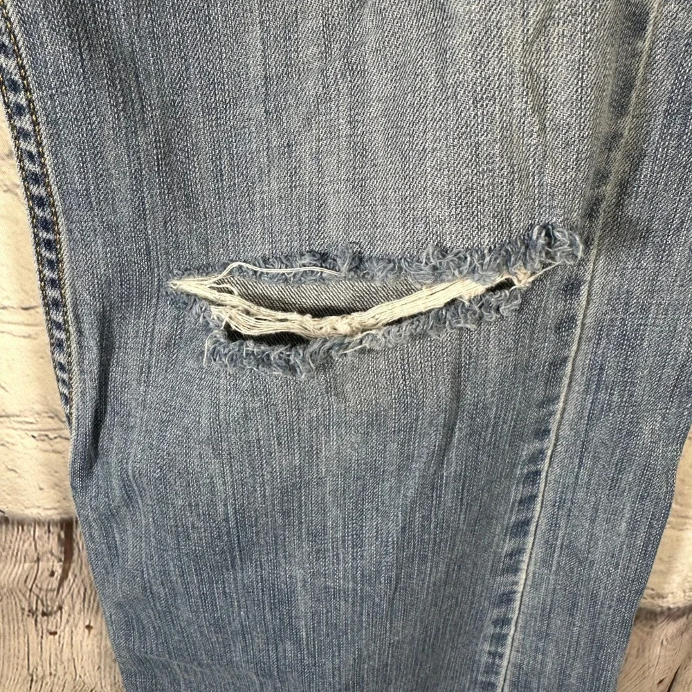 Levi Strauss 527 Bootcut Jeans Mens 34x30 Light Wash Distressed‎ Blue Denim